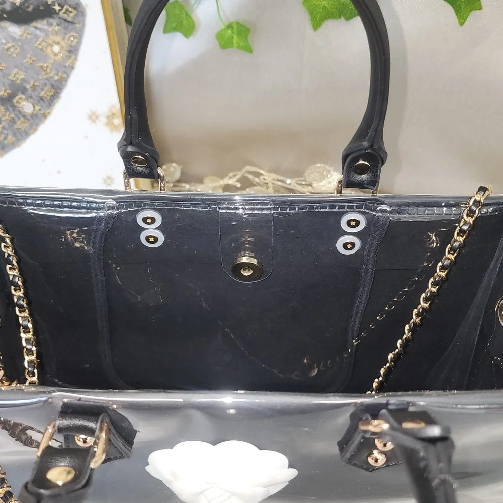 Chanel Black Patent Camellia Tote Bag - Picture 9 of 11